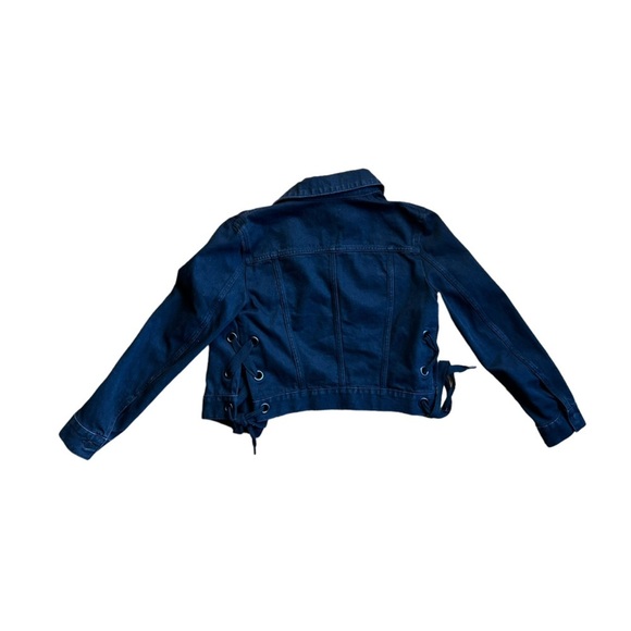 & Other Stories Black Crop Denim Jacket Tie Waist Size 6 - Picture 7 of 13